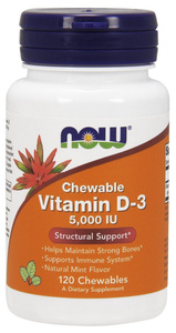 Now Foods Vitamin D-3 5000 IU 120 Supports Muscle, Immune System and Brain Function 120 Chewables