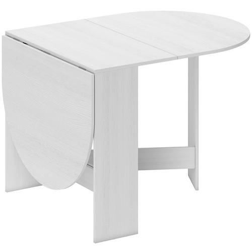 HOMCOM Folding Dining Table, Drop Leaf Table for Small Spaces, Oval Tabletop for Dining Room, Ash Wood-Effect