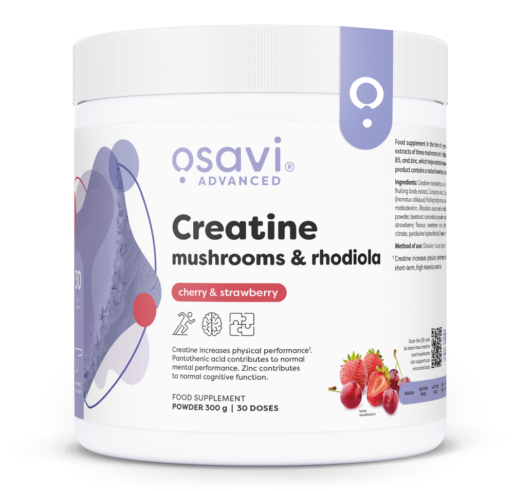 Creatine, Mushrooms & Rhodiola, Cherry & Strawberry - 300g
