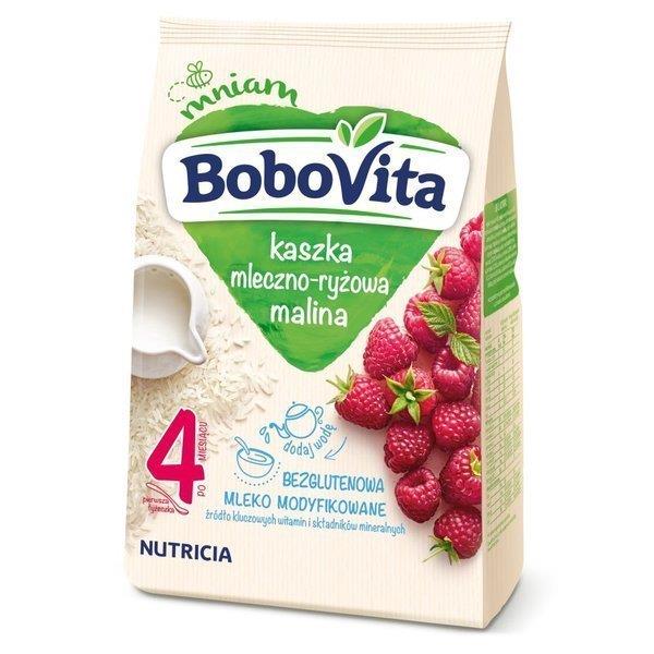 BoboVita Bezglutenowa Kaszka Mleczno Ryżowa o Smaku Maliny dla Niemowląt po 4 Miesiącu 230g