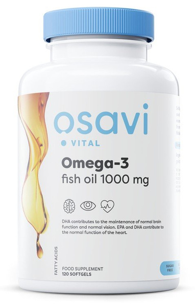 Osavi Omega-3 Fish Oil 1000 mg Molecularly Distilled (Lemon) for Brain and Heart Support 120 Softgels
