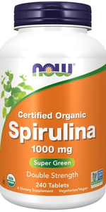 Now Foods Spirulina 1000mg Wspiera Układ Krążenia Immunologiczny i Detoksykację 240 Tabletek