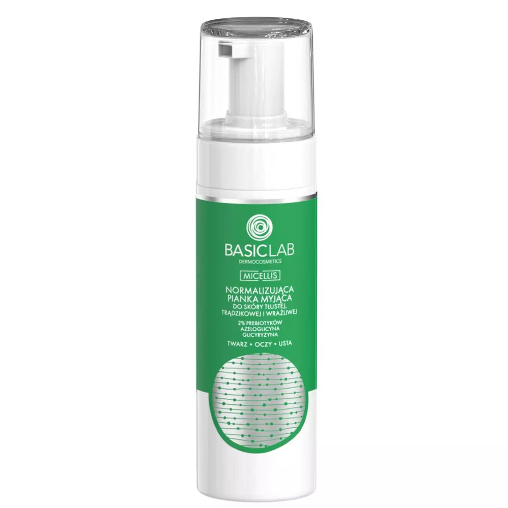 BasicLab Micellis Prebiotic Cleansing Foam with Azeloglycine & Glycyrrhizin for Oily, Acne-Prone Skin - 150ml