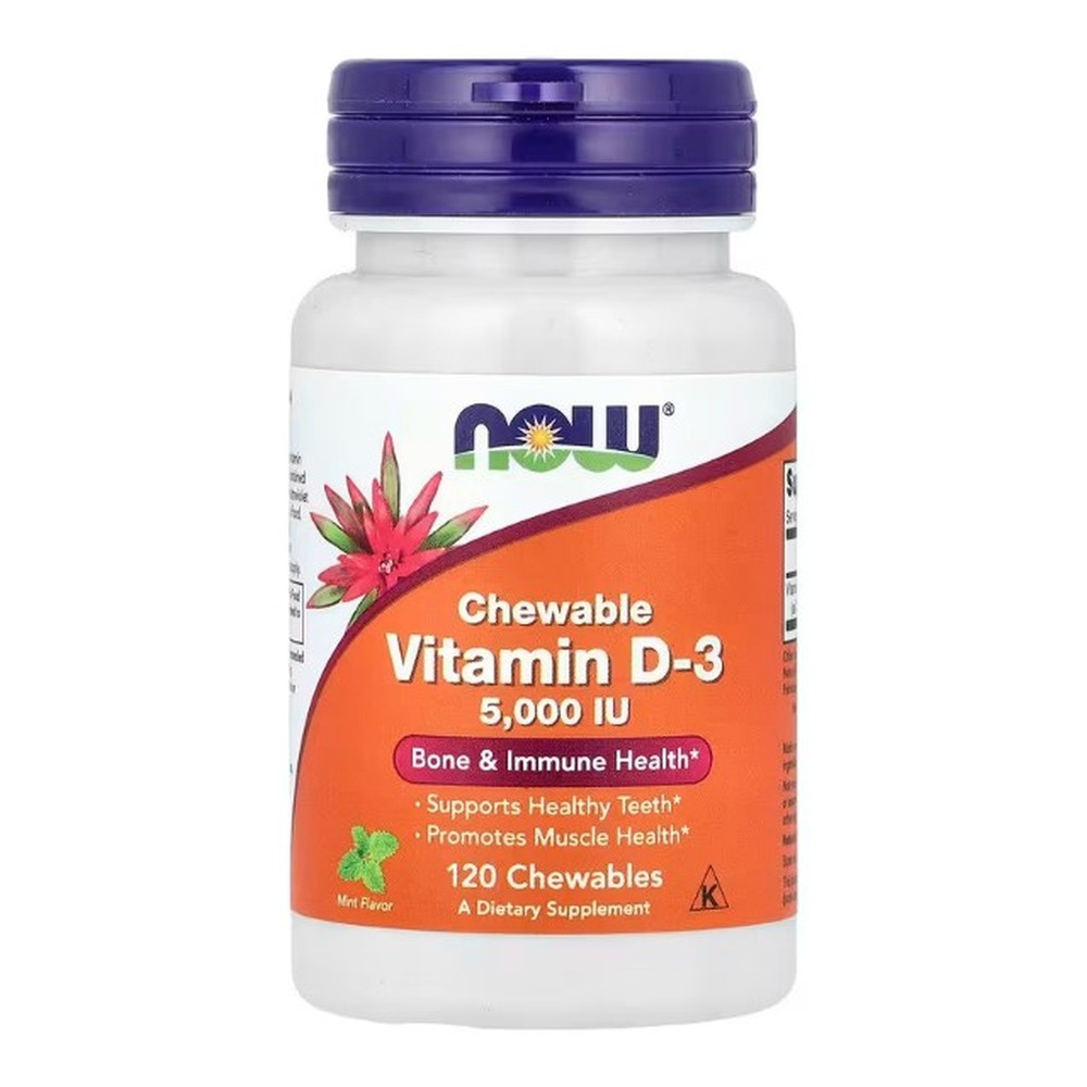 Now Foods Vitamin D-3 5000 IU 120 Supports Muscle, Immune System and Brain Function 120 Chewables