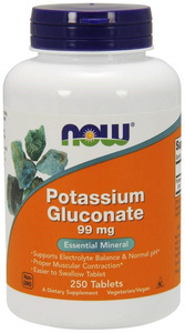 Now Foods Potassium Gluconate 99mg Glukonian Potasu Wspomaga Zdrowie Mięsni 250 Tabletek