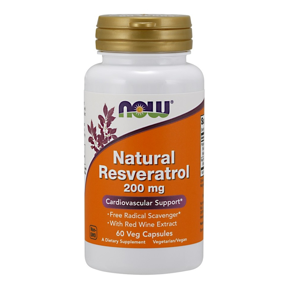 Now Foods Natural Resveratrol with Red Wine Extract 200mg Supports Heart Health 60 Capsules
