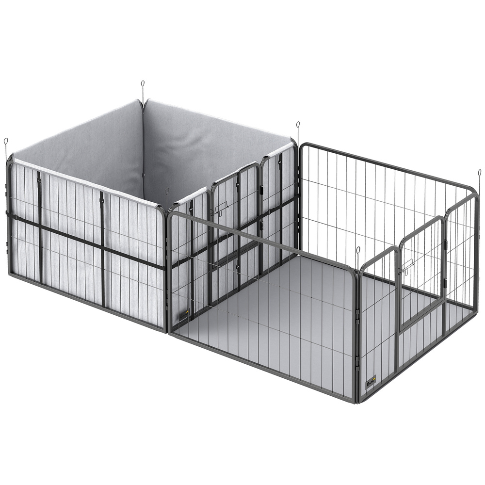 PawHut Seven-Panel Dog Whelping Box, Dog Playpen with Washable Whelping Pads, Wind-Resistant Fabric, for Small and Medium Dogs