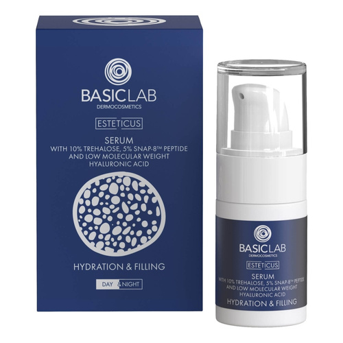 BasicLab Serum with Trehalose 10% and 5% Peptide Moisturizing and Filling for Day and Night 15ml