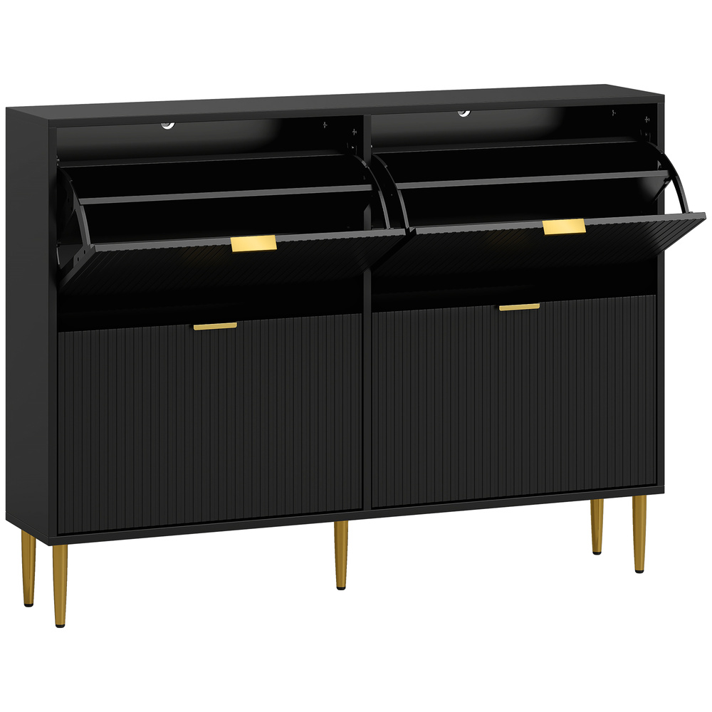 HOMCOM Elegant Four-Drawer Shoe Cabinet - Black