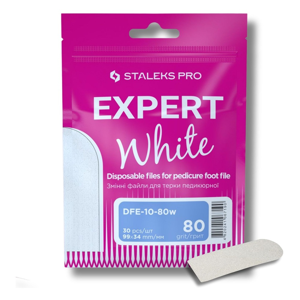 Staleks Pro Expert 10 Disposable White Pedicure File Refills 80 Grit DFE-10-80w  30pcs