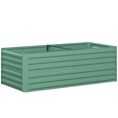 Outsunny Raised Beds for Garden, Galvanised Steel Outdoor Planters with Multi-reinforced Rods, 180 x 90 x 59 cm, Light Green