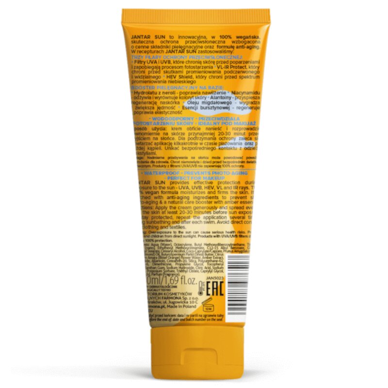 Jantar Sun Bursztynowy Nawilżający Krem do Twarzy SPF50 50ml