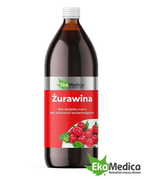 EkaMedica Naturalny 100% Sok z Żurawiny 1000 ml