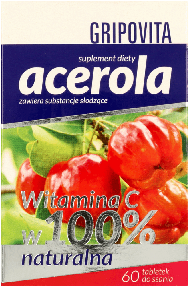 Grinovita Acerola Vitamin C 100% Natural in Immune and Nervous System 60 Tablets