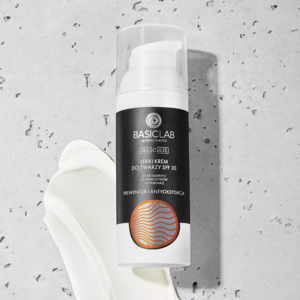 BasicLab Masculis Krem Antyoksydacyjny SPF30 z Witaminą C i Prebiotykami dla Mężczyzn - 50 ml