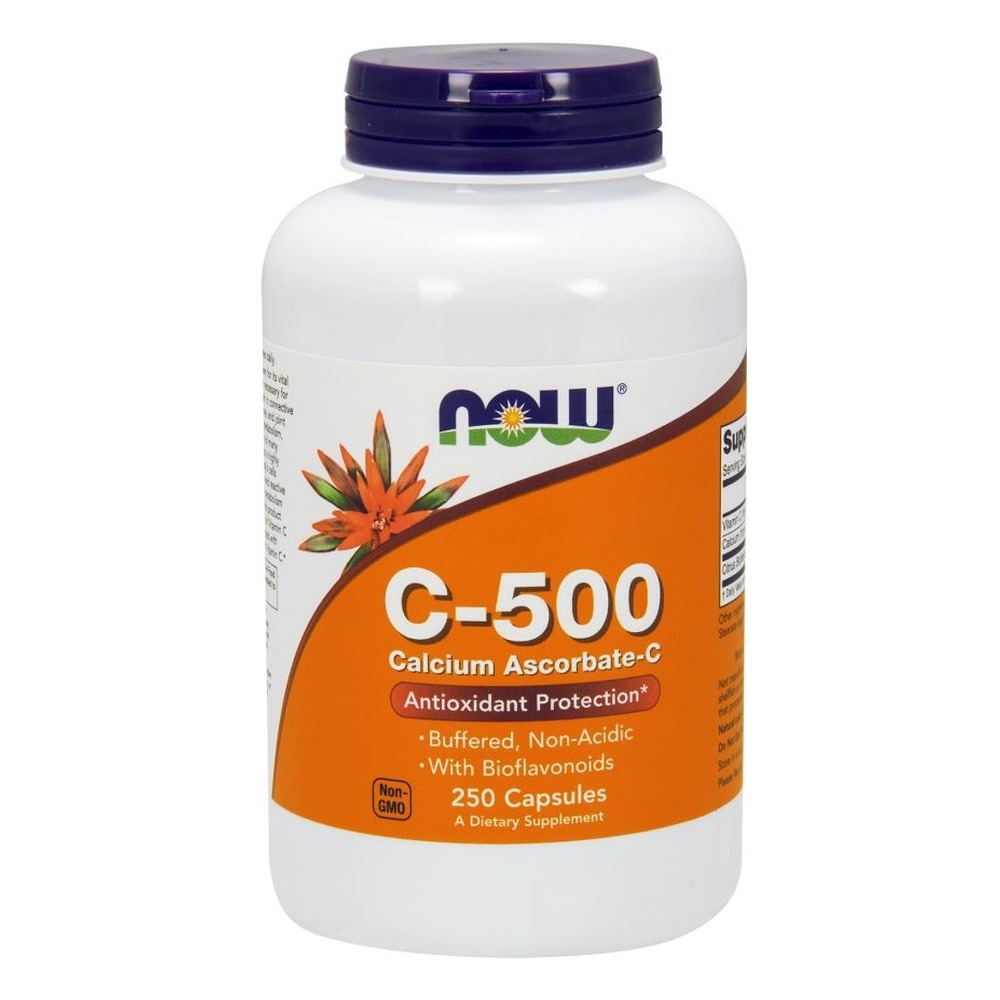 Now Foods Vitamin C-500 Calcium Ascorbate-C Wspomaga Odporność 250 Kapsułek