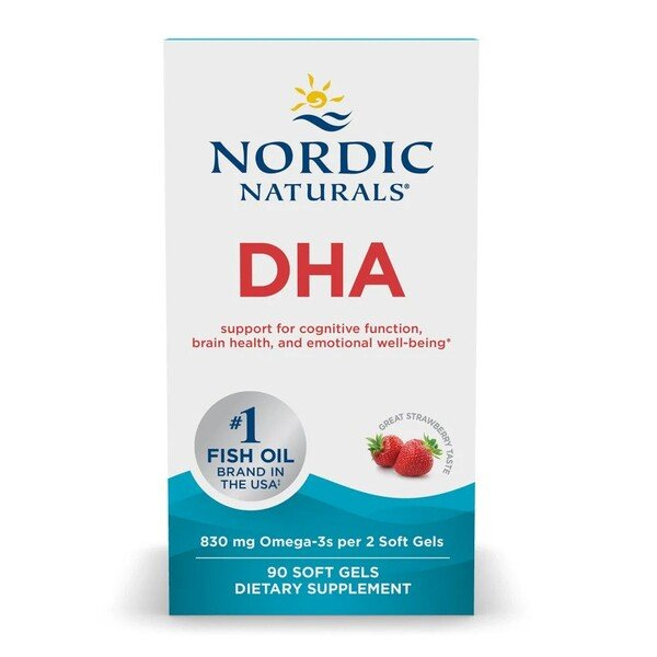 Nordic Naturals DHA Kapsułki o Smaku Truskawkowym Na Wsparcie Mózgu i Układu Nerwowego 90 Kapsułek