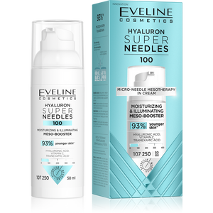 Eveline Super Needles Hyaluron 100 Nawilżająco – Rozświetlający Mezo-Booster na Dzień i na Noc 50ml