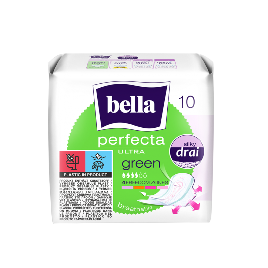 Bella Perfecta Ultra Green Silky Drai Sanitary Pads 10 Pieces