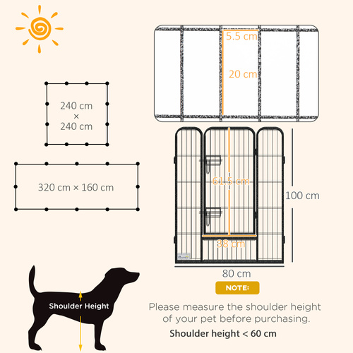 PawHut 12 Panels Heavy Duty Puppy Playpen, for Small Dogs, Indoor and Outdoor Use - Silver