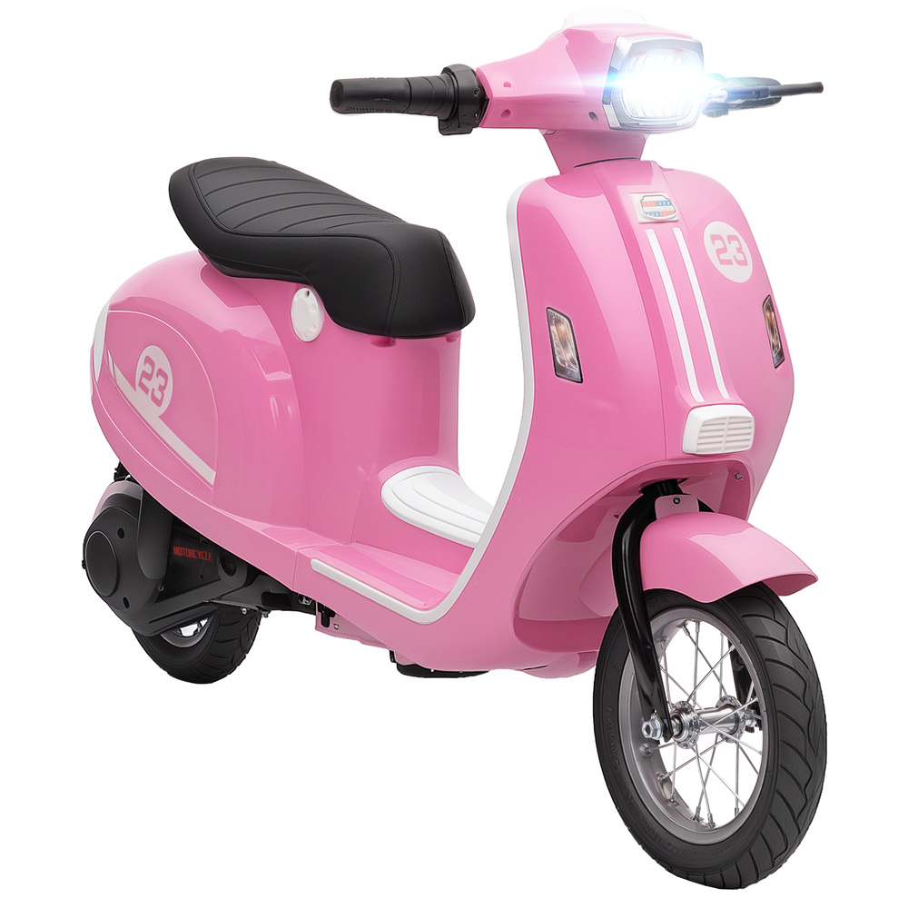 AIYAPLAY 24V Kids Electric Motorbike, Ride on Motorcycle with Manual Throttle, Brakes and LED Lights for Ages 8-12 Years, Pink
