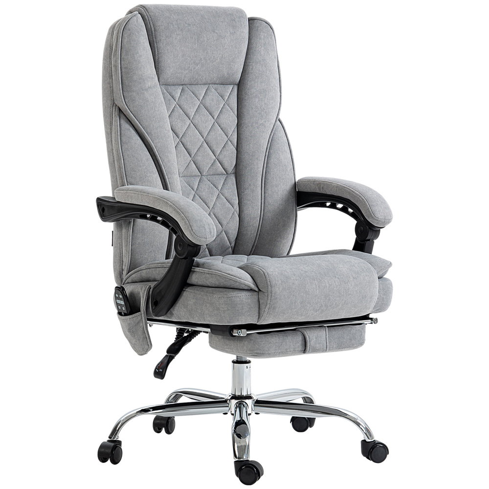 Vinsetto Massage Office Chair, Heated Reclining Computer Chair with Adjustable Height and Footrest, Grey