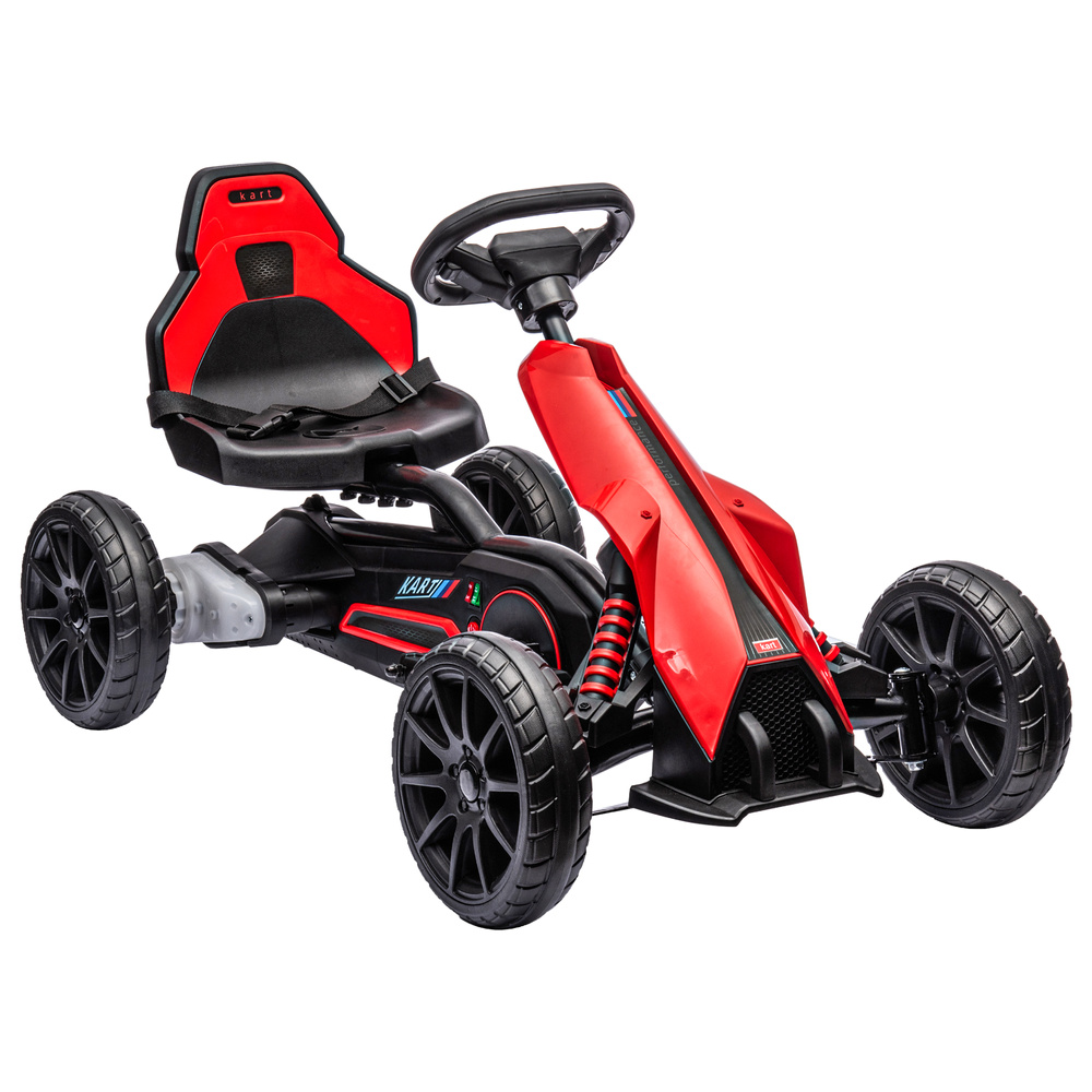 HOMCOM 12V Electric Go-Kart for Kids, Ride-On Racing Go-Kart, with Forward and Reversing Functions, for Ages 3-8 Years - Red