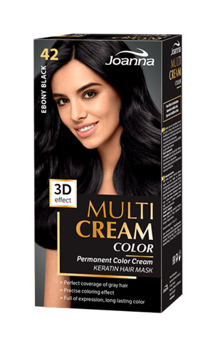 Joanna Multi Cream Color 3D Effect Hair Dye with Long-Lasting Effect No. 42 Ebony Black 1 Piece