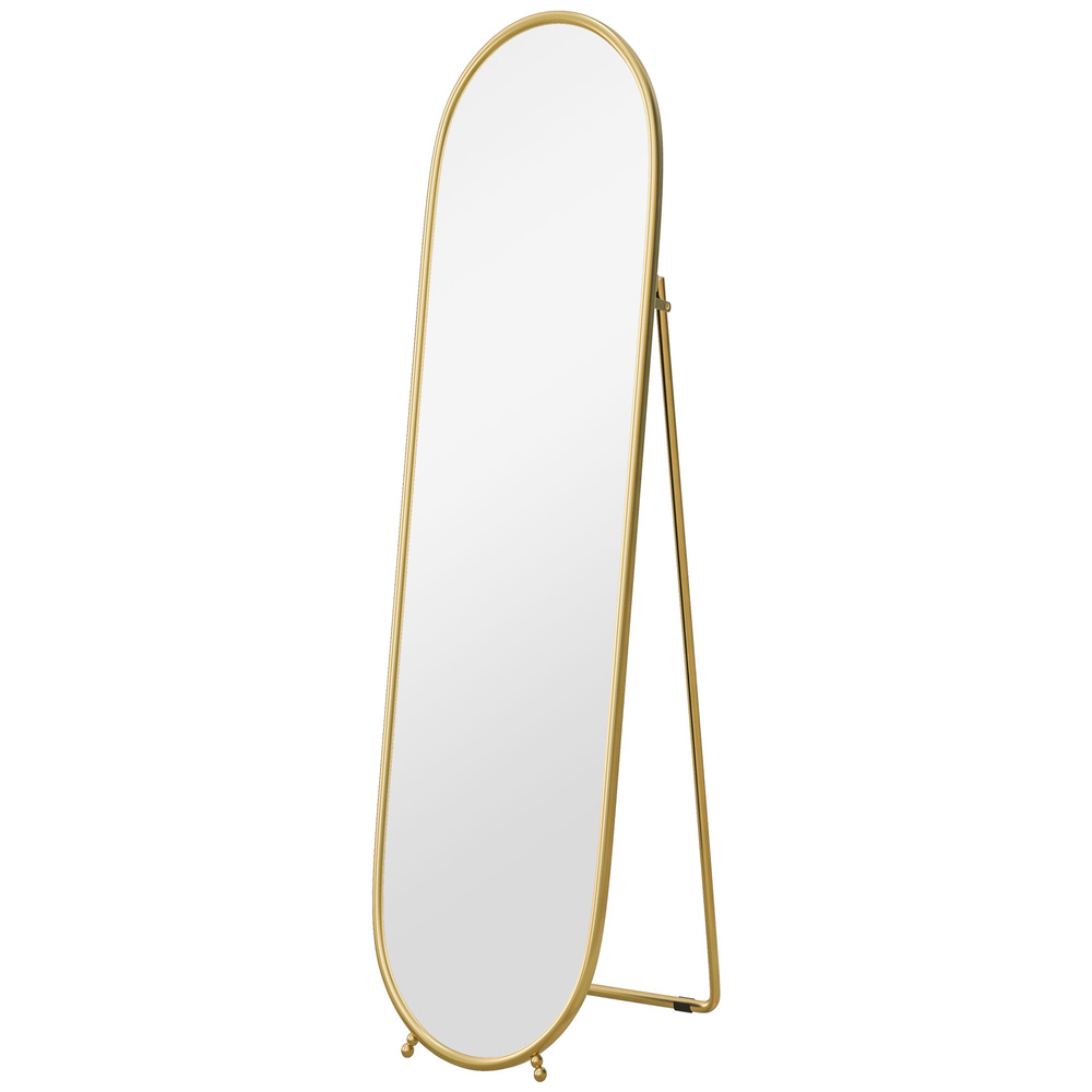 HOMCOM Two-Way Curved Full Length Mirror - Gold Tone
