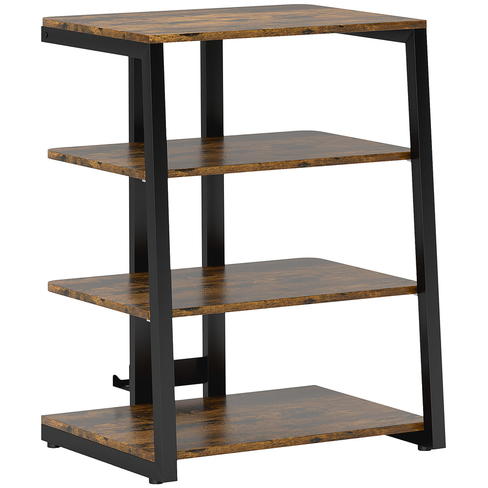 HOMCOM HiFi Stand, with Four Storage Shelves - Rustic Brown