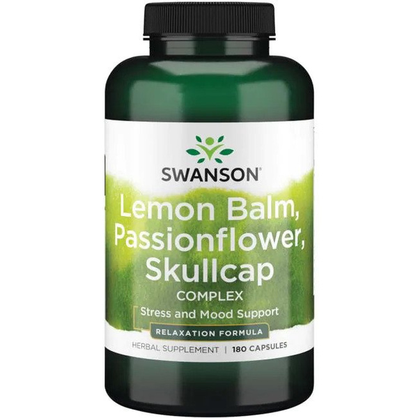 Swanson Lemon Balm Passionflower Skullcap Complex Relaks i Uspokojenie 180 Kapsułek