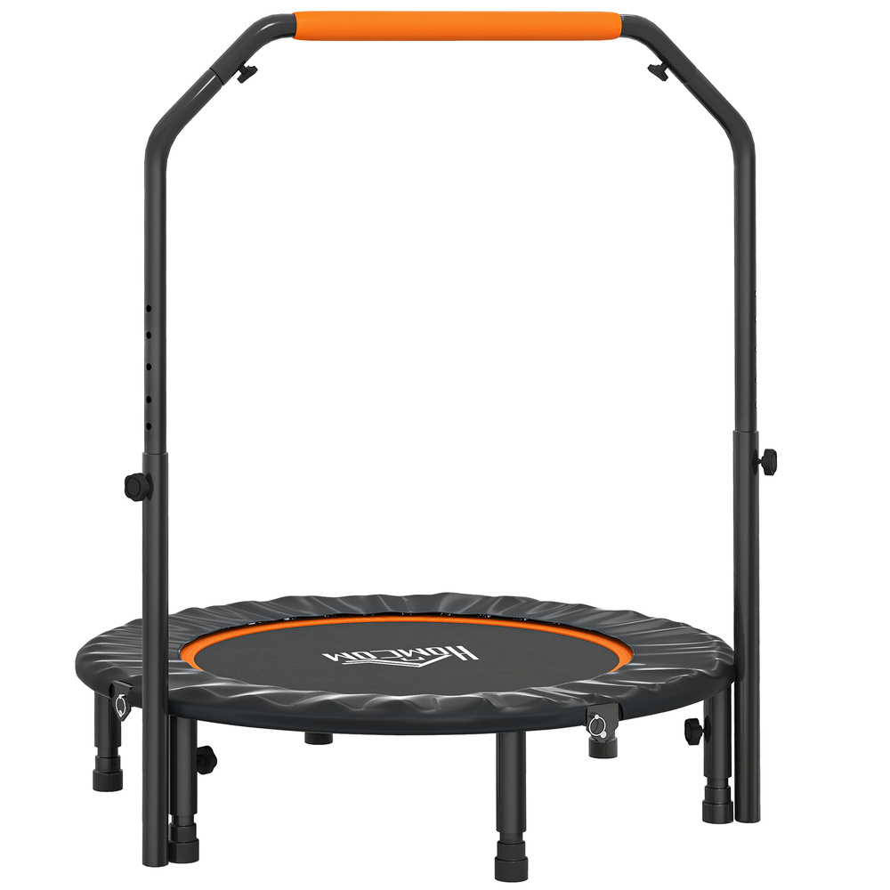 HOMCOM 40" Foldable Mini Fitness Trampoline, with Adjustable Foam Handle, Orange