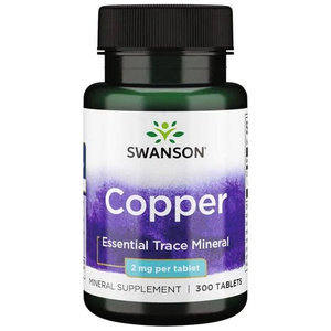 Swanson Copper 2mg Chelat Miedzi Wspomaga Zdrowie Narządów 300 Tabletek