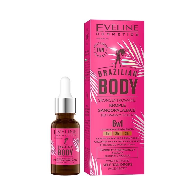 Eveline Brazilian Body Skoncentrowane Krople Samoopalające do Twarzy i Ciała 18ml