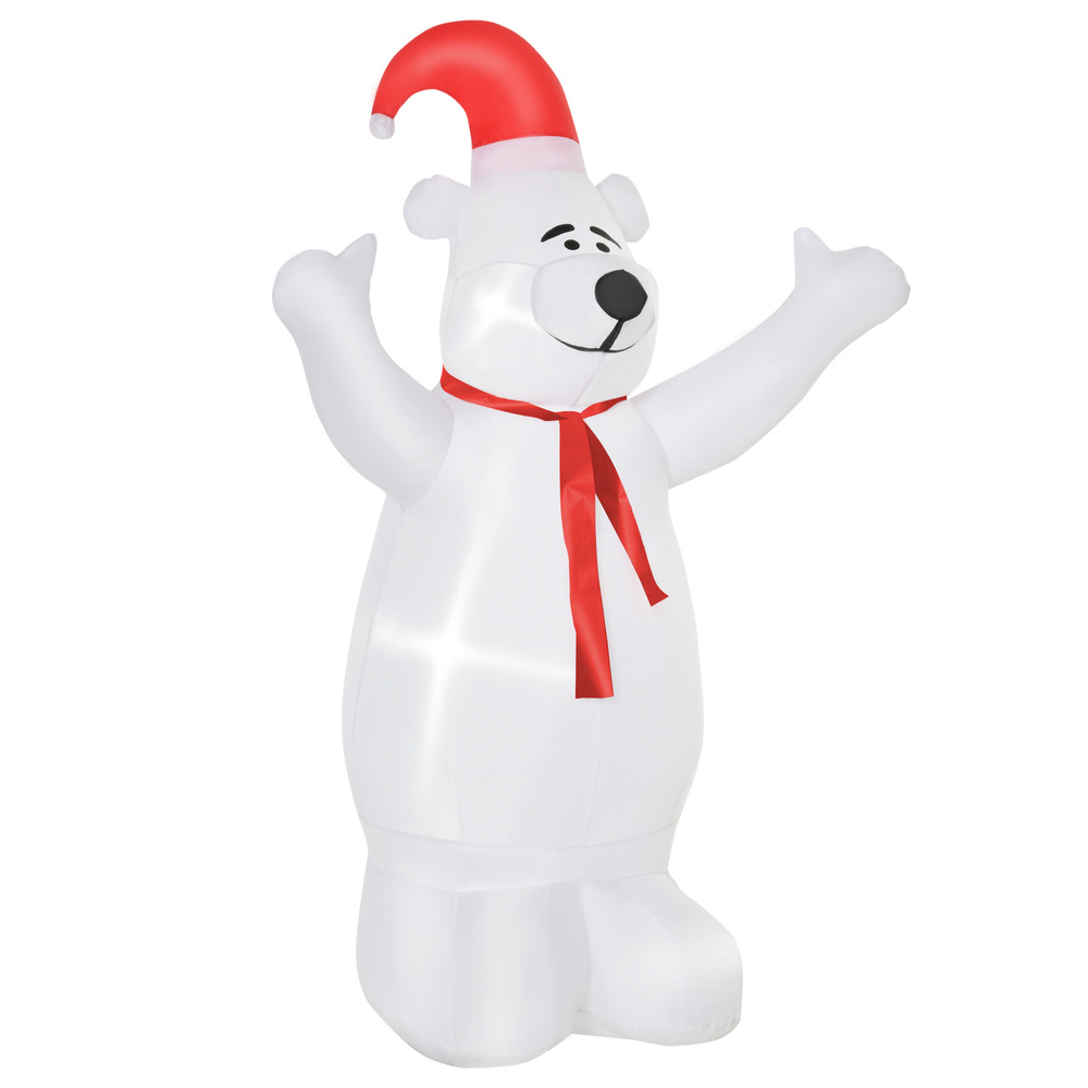 HOMCOM 6ft Tall Outdoor Inflatable Bear Airblown Projection Holiday Christmas Lawn Décor