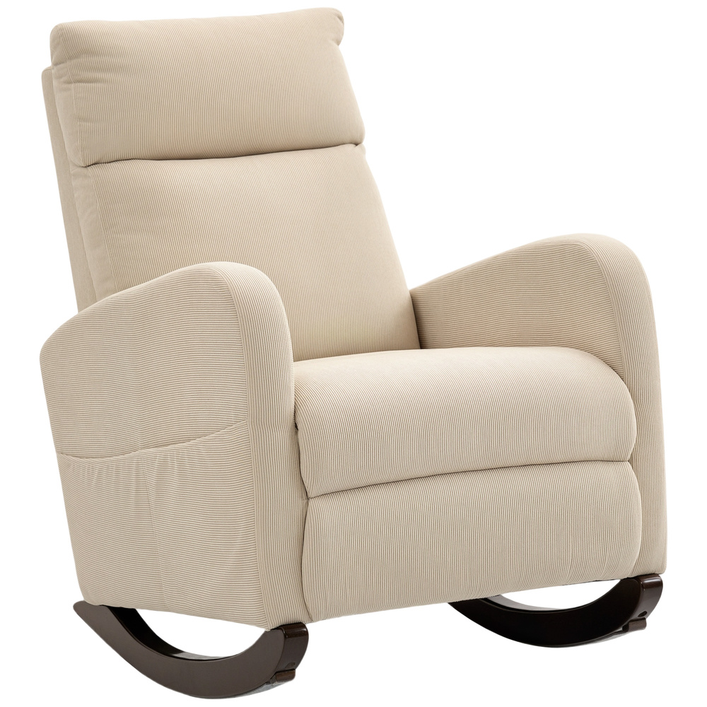 HOMCOM Corduroy Rocking Armchair - Beige