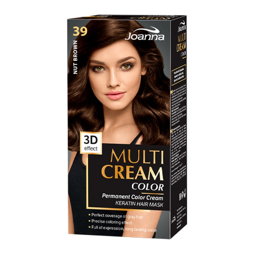 Joanna Multi Cream Color 3D Effect Hair Dye with Long-Lasting Effect No. 39 Nut Brown 1 Piece