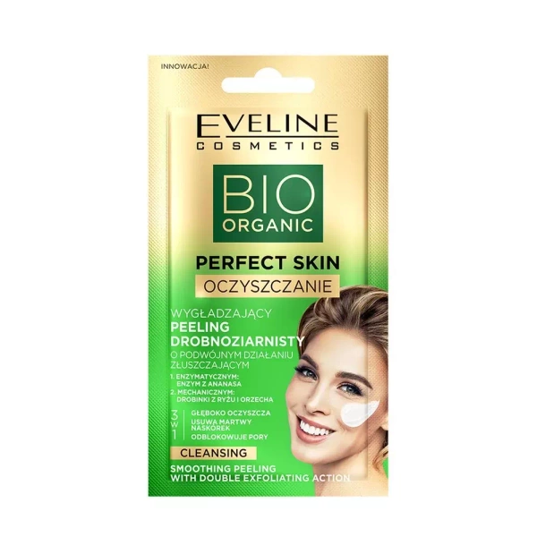Eveline Perfect Skin Bio Organic Wygładzający i Oczyszczający Peeling Drobnoziarnisty do Twarzy 8ml