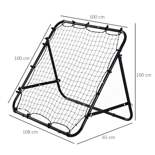 HOMCOM Adjustable Rebounder Net Kickback Target Goal for Teens Adults Training, Black