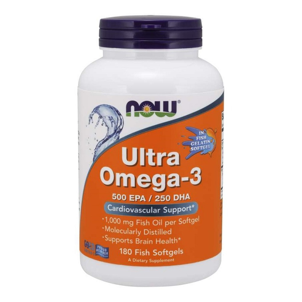 Now Foods Ultra Omega-3 Fish Gelatin Wspiera Pracę Mózgu 180 Kapsułek