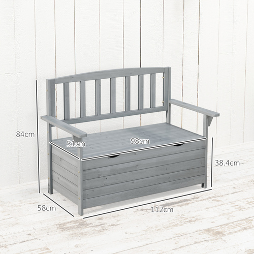 Outsunny Two-Seater Garden Storage Bench - Grey