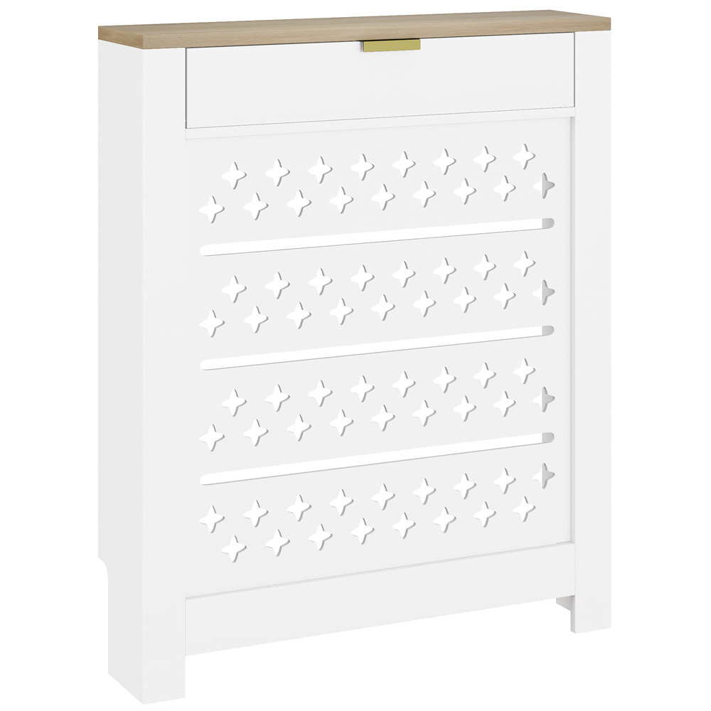 HOMCOM 78 x 19 cm Minimal Radiator Cover, with Drawer - White
