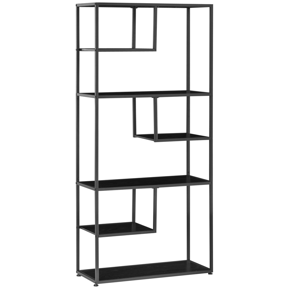 HOMCOM Industrial Accent Display Rack 7 Tier Bookcase, Display Rack for Living Room, Office, Bedroom, Black