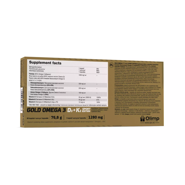 Olimp Gold Omega 3 D3 + K2 Sport Edition 60 Kapsułek