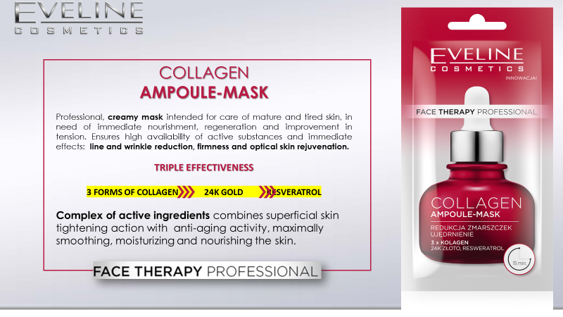 Eveline Face Therapy Professional Ampoule-Mask Collagen Firming Cream Mask for Mature and Tired Skin 8ml