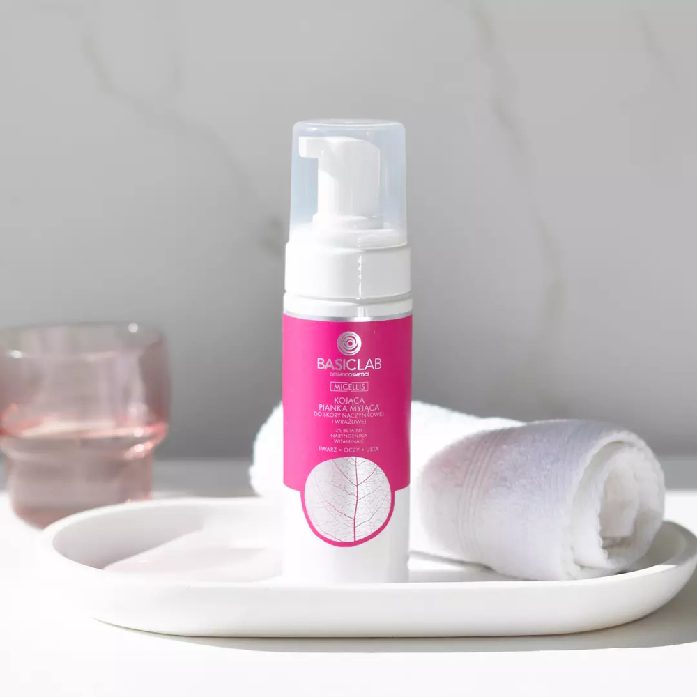 BasicLab Micellis Soothing Cleansing Foam with 2% Betaine & Vitamin C for Sensitive Capillary Skin - 150ml