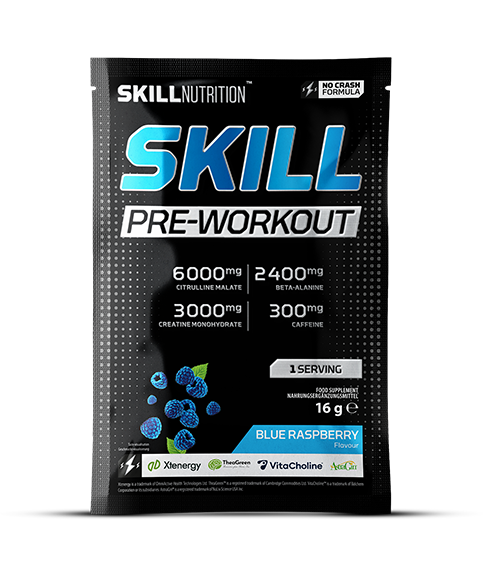 Skill Nutrition Skill Pre-Workout Blue Raspberry Pre-Workout Powder For Peak Performance 16g