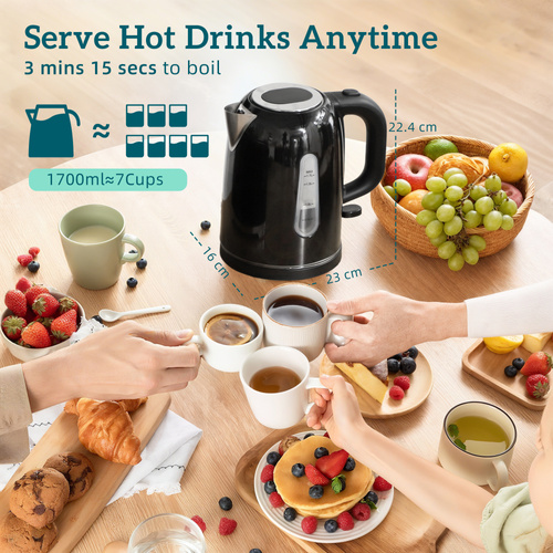HOMCOM Simple Polished Toaster and Kettle Set - Black