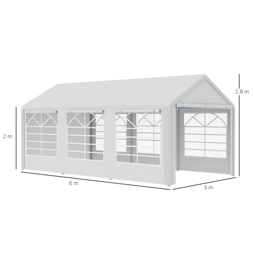 Outsunny 6m x 3m Garden Gazebo Marquee Wedding Shelter Level 4 Wind Protection, White