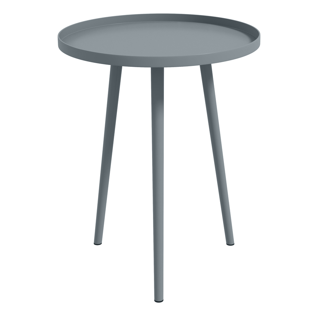 Outsunny Round Garden Coffee Table, Outdoor Side Table with Rounded Steel Edge, Ø40 x 50H cm, Grey